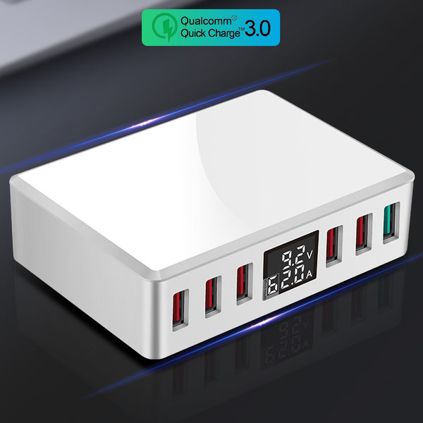 急速充電器 電圧と電流表示 プラグ QC3.0対応 ACアダプター 6ポート アイフォンアンドロイドスマート対応