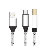 MIDI接続ケーブル USB-B方口角型 → Type-C/USB-A/Lightning/MicroUSB OTGデータケーブル (電子ピアノ 電子ドラム MIDIキーボード ミキサー サウンドカード プリンター接続用)→(Type-Cタブレット Android iPad パソコン）対応
