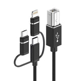 MIDI接続ケーブル USB-B方口角型 → Type-C/USB-A/Lightning/MicroUSB OTGデータケーブル (電子ピアノ 電子ドラム MIDIキーボード ミキサー サウンドカード プリンター接続用)→(Type-Cタブレット Android iPad パソコン）対応