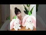 【動画あり】SNS大人気 可愛い変身ぬいぐるみ 人参/苺ピローがバニーウサギのぬいぐるみに変身 にんじん いちご 子供のためのバニーおもちゃ 誕生日ギフト